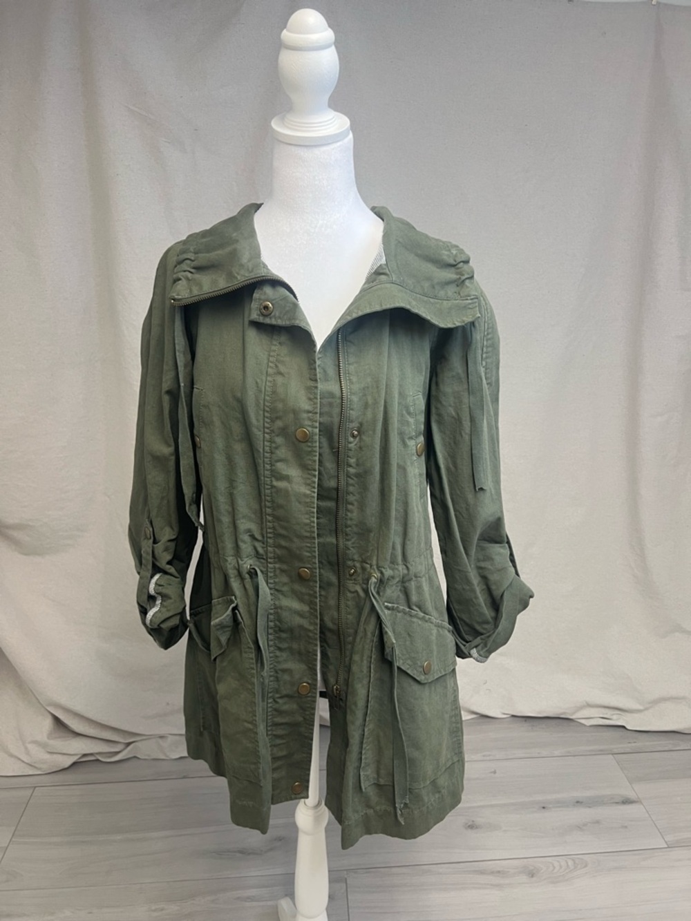 LOFT Olive Green Functional Utility Anorak Jacket - Women Sz S Gorpcore Military